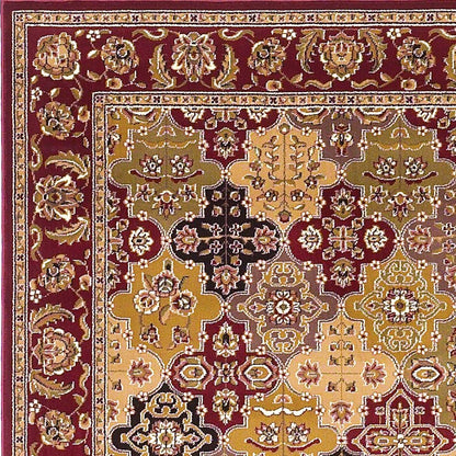 5' X 8' Red Orange And Black Quatrefoil Area Rug