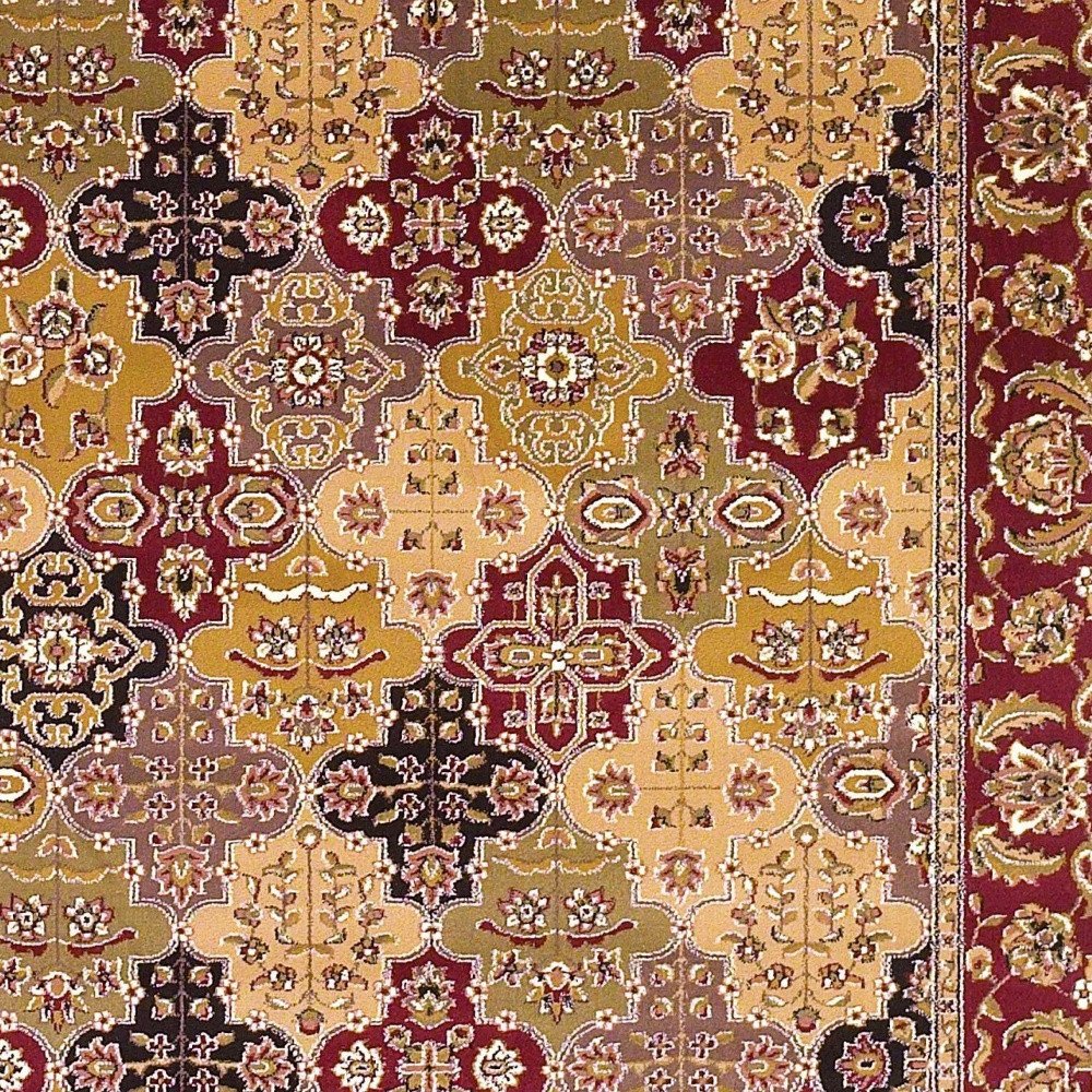 5' X 8' Red Orange And Black Quatrefoil Area Rug