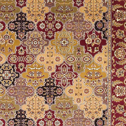 5' X 8' Red Orange And Black Quatrefoil Area Rug
