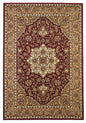 7' Red And Beige Floral Medallion Octagon Rug