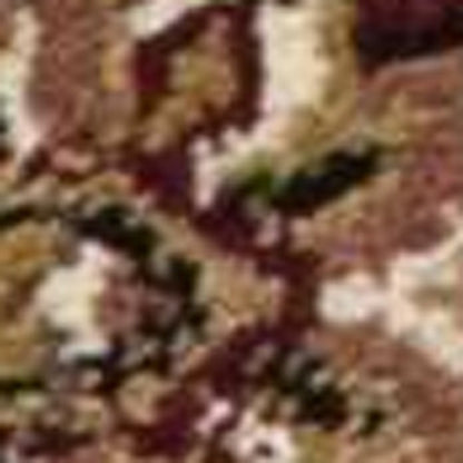 7' Red And Beige Floral Medallion Octagon Rug