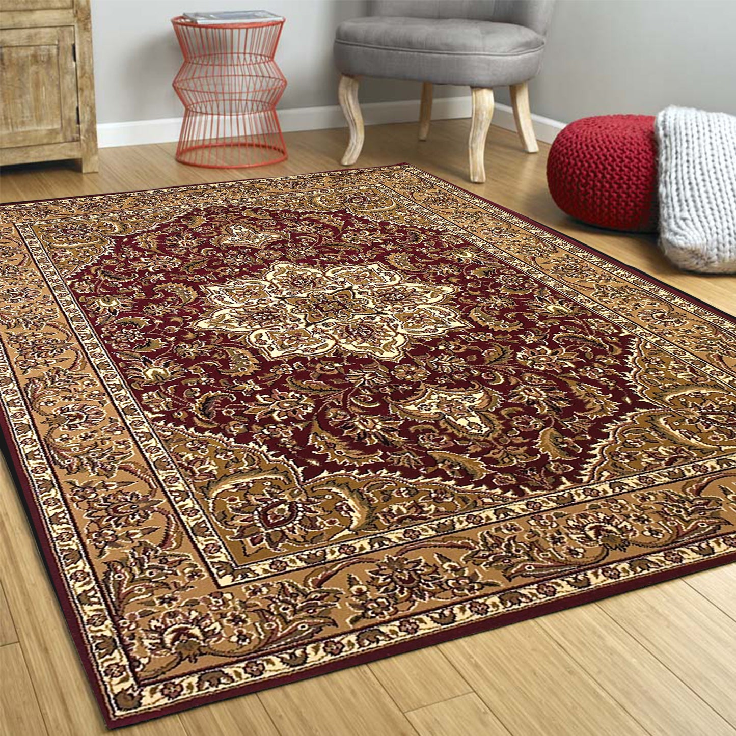 2' X 3' Polypropylene Red Or Beige Accent Rug