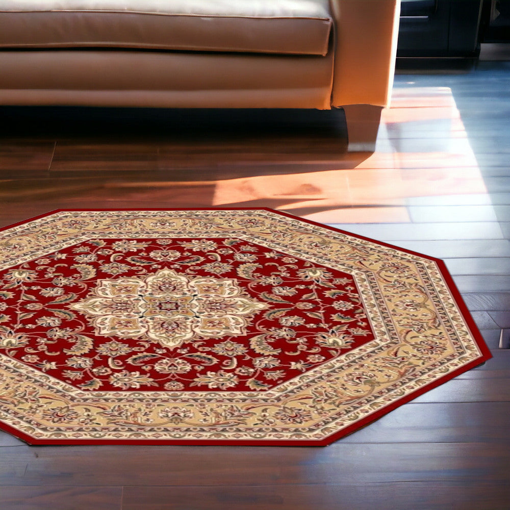 2' X 3' Polypropylene Red Or Beige Accent Rug