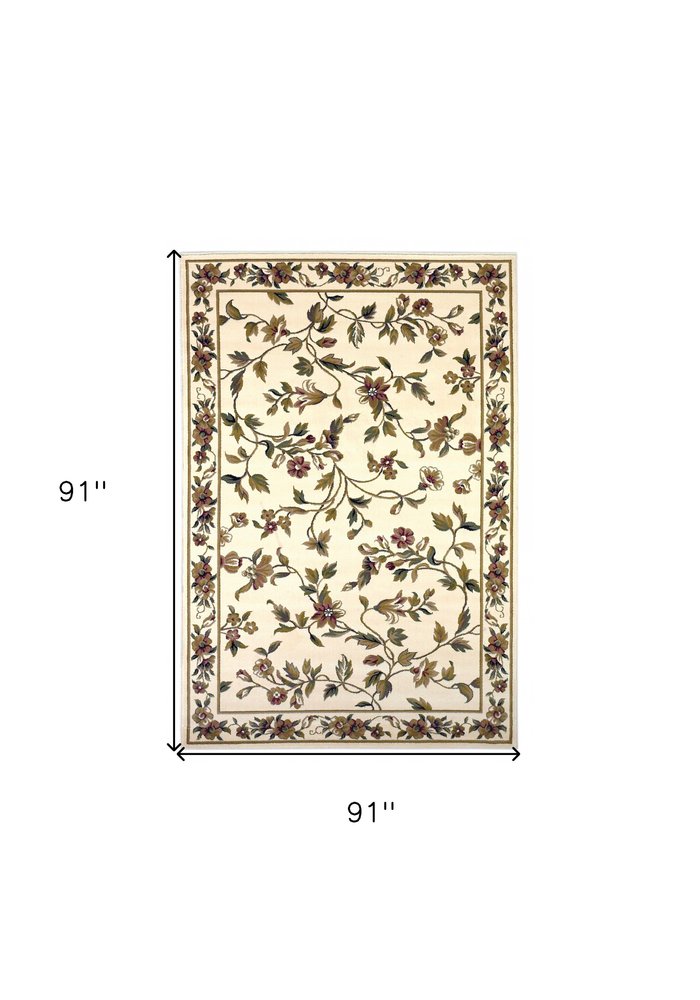 2' X 3' Ivory Green And Red Floral Vines Area Rug