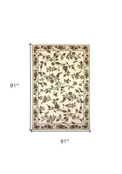 2' X 3' Ivory Green And Red Floral Vines Area Rug