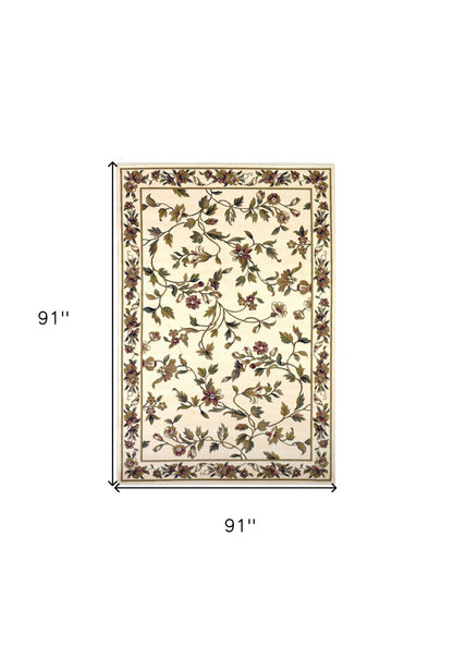 2' X 3' Ivory Green And Red Floral Vines Area Rug