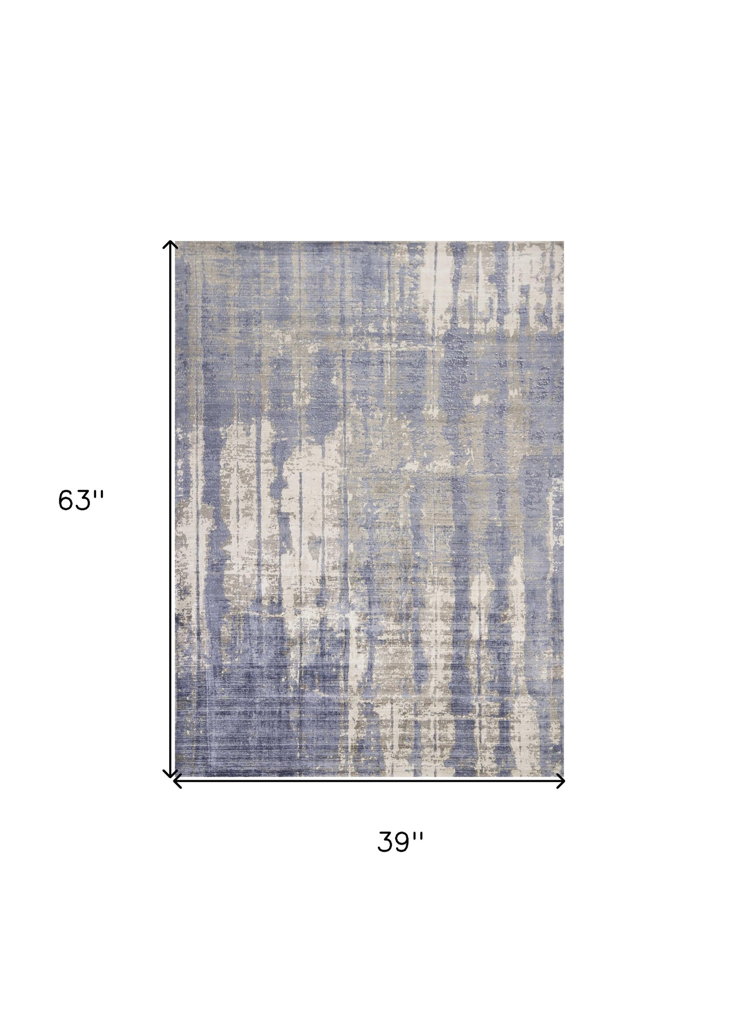 5' X 7' Grey Blue Hand Loomed Abstract Brushstroke Indoor Area Rug