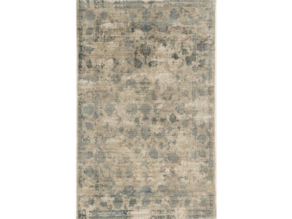 5' X 7' Beige And Blue Floral Medallion Hand Loomed Area Rug