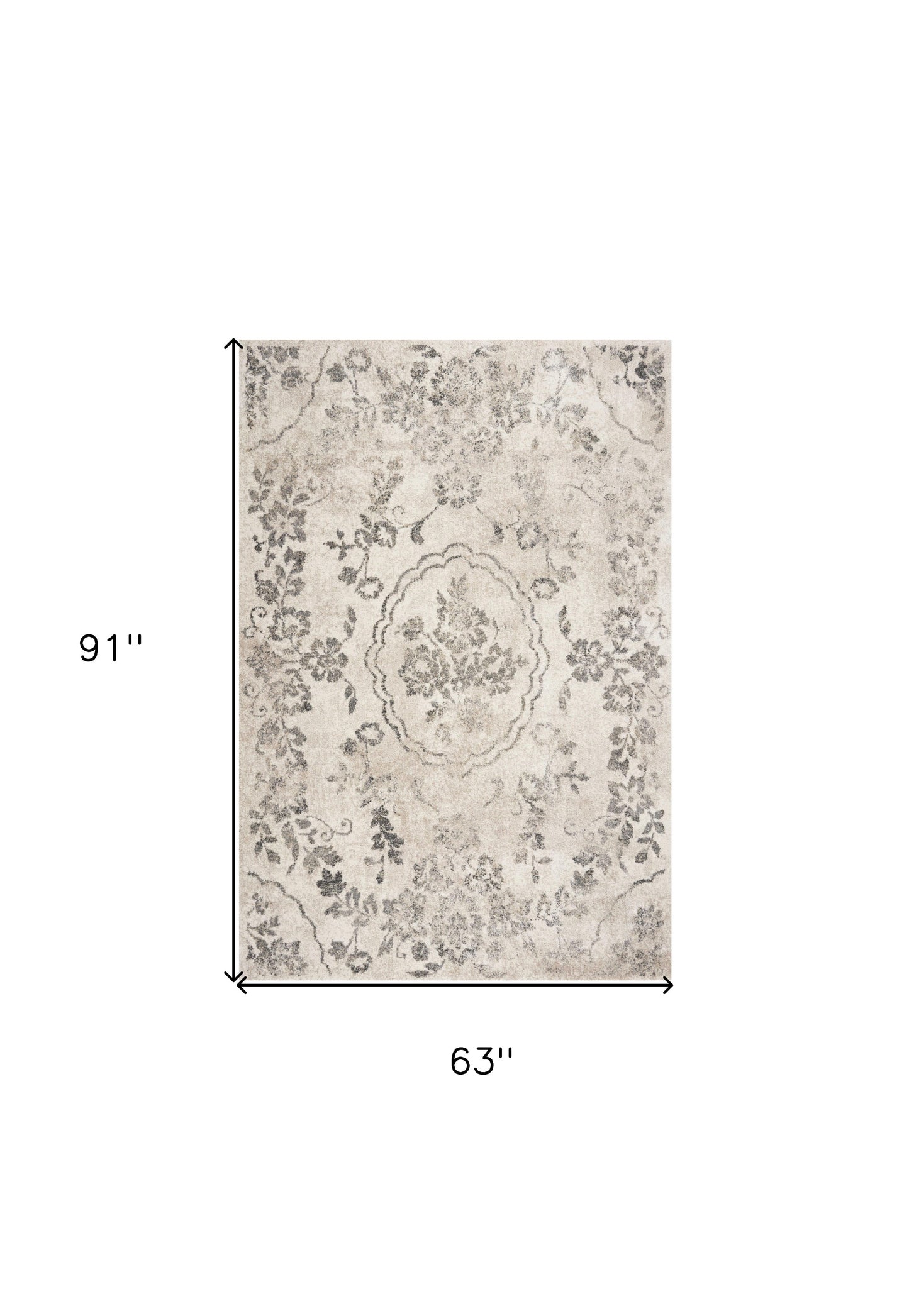8' X 10' Gray And Tan Floral Distressed Area Rug