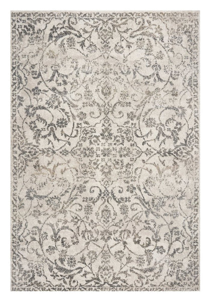 8' X 10' Ivory And Brown Floral Medallion Distressed Area Rug