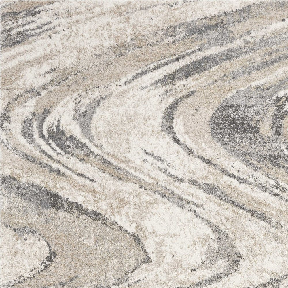 9' X 13' Gray And Tan Abstract Area Rug