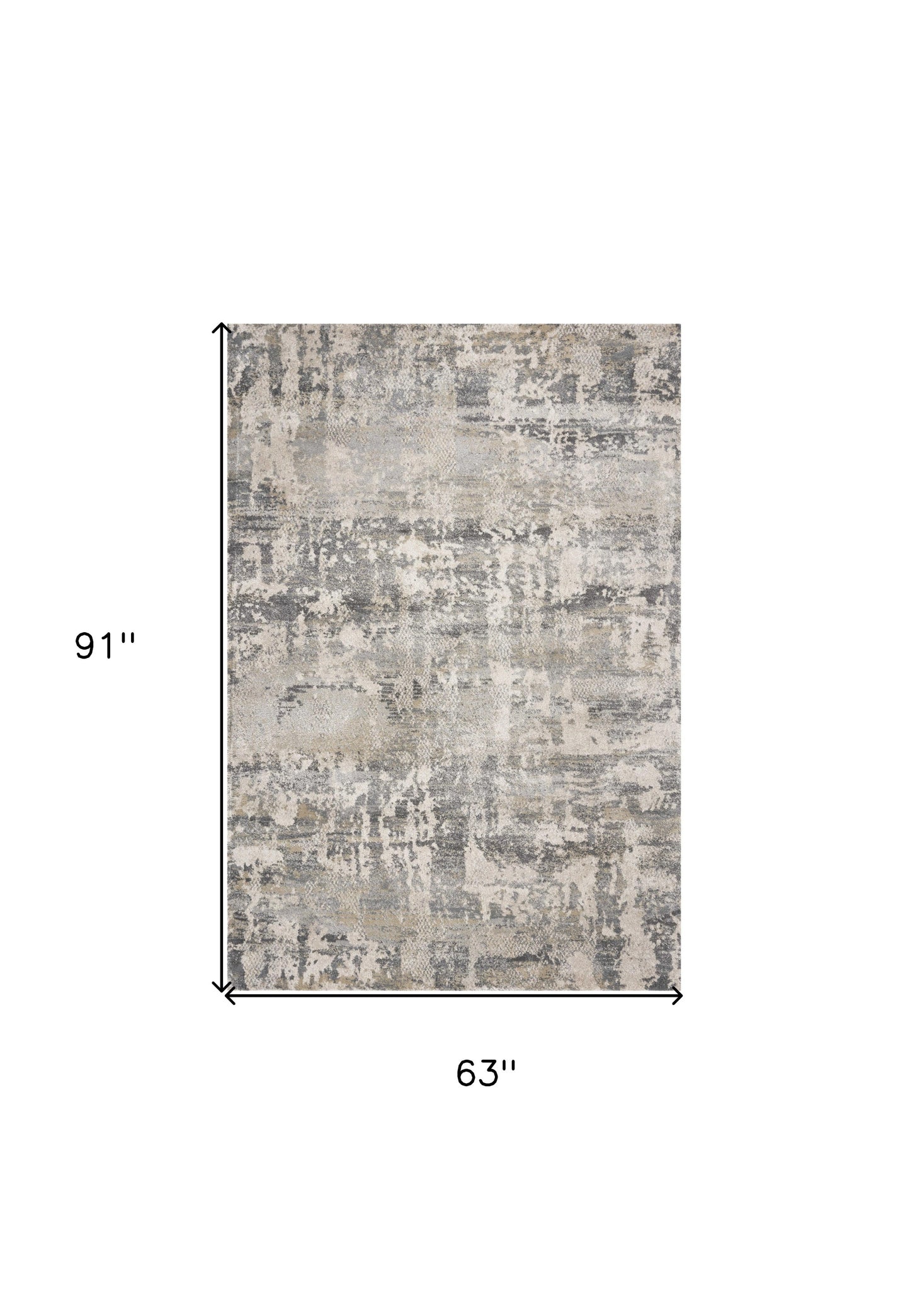 5' X 8' Natural Abstract Brushstrokes Indoor Area Rug