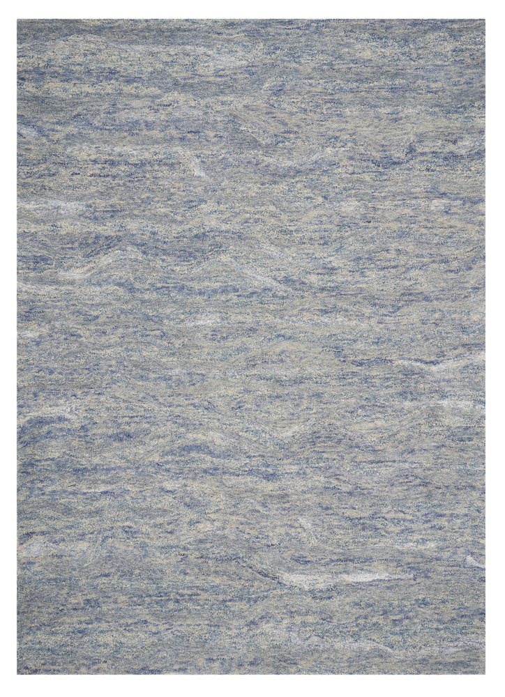 9' X 12' Blue And Beige Wool Abstract Hand Tufted Area Rug