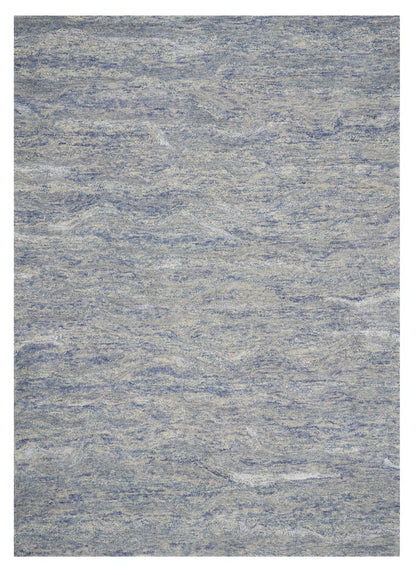 9' X 12' Blue And Beige Wool Abstract Hand Tufted Area Rug