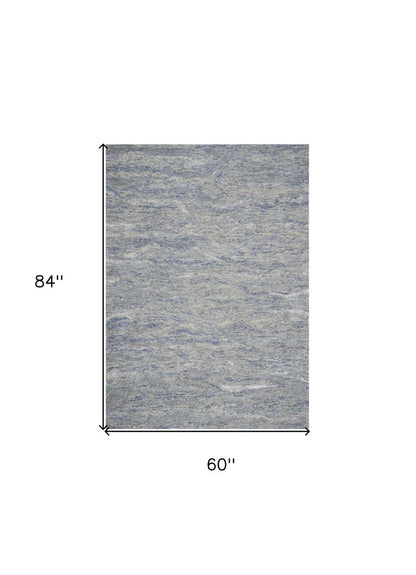 9' X 12' Blue And Beige Wool Abstract Hand Tufted Area Rug