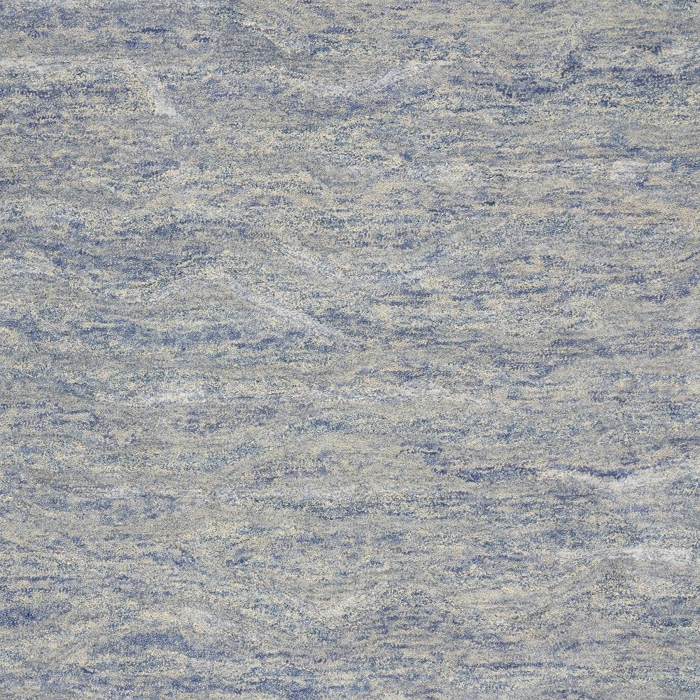 9' X 12' Blue And Beige Wool Abstract Hand Tufted Area Rug