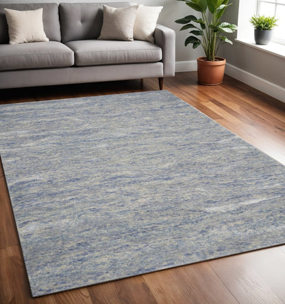 9' X 12' Blue And Beige Wool Abstract Hand Tufted Area Rug