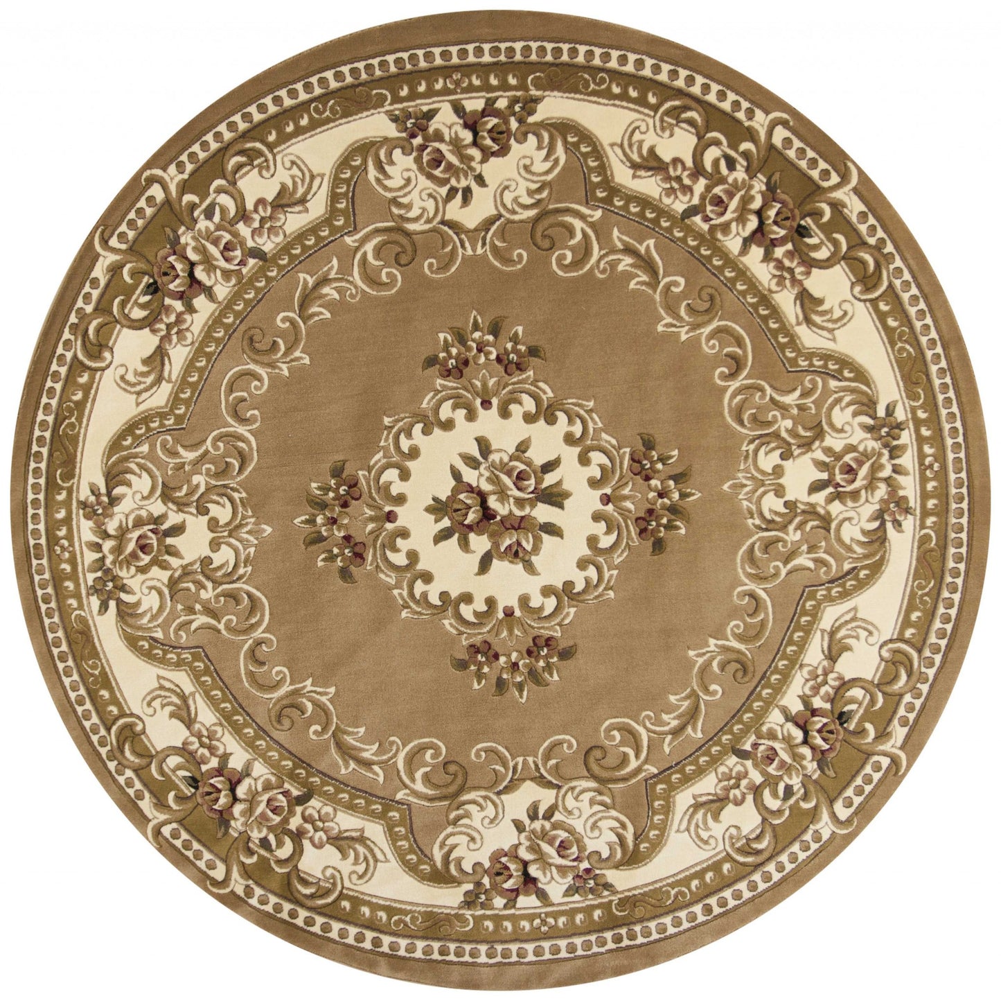 2' X 3' Beige Ivory And Brown Floral Medallion Area Rug