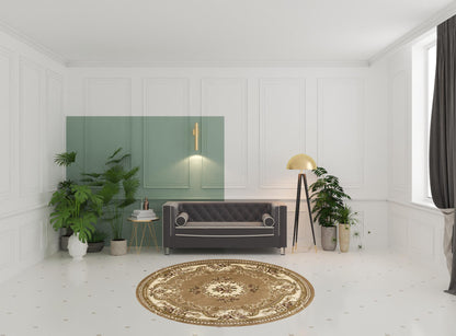 2' X 3' Beige Ivory And Brown Floral Medallion Area Rug