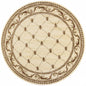8' Ivory And Brown Floral Vines Round Rug