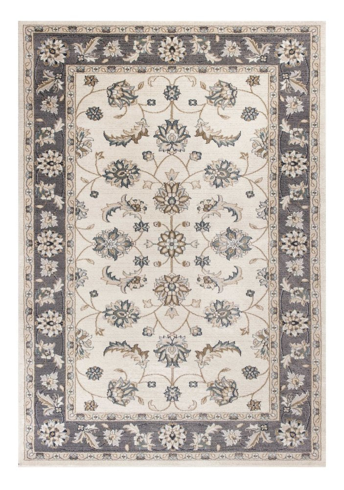 9' X 12' Gray And Ivory Floral Medallion Area Rug