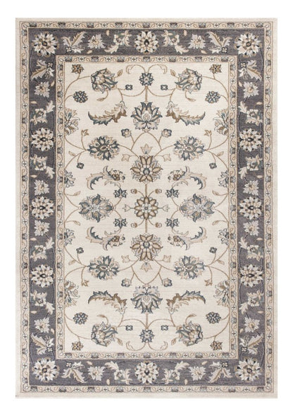 9' X 12' Gray And Ivory Floral Medallion Area Rug
