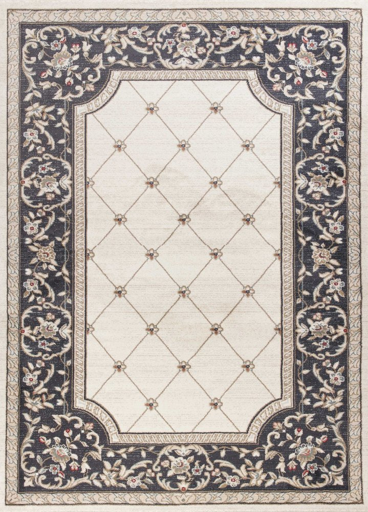 9' X 12' Ivory And Gray Floral Area Rug