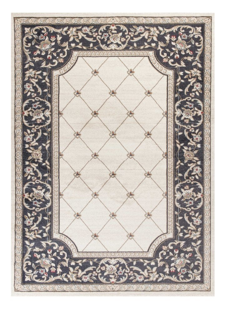 8' X 10' Ivory And Gray Floral Area Rug