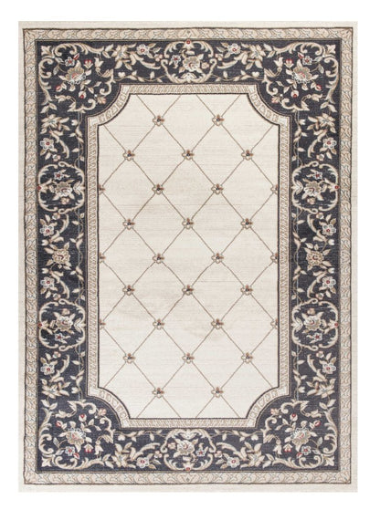8' X 10' Ivory And Gray Floral Area Rug