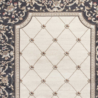 8' X 10' Ivory And Gray Floral Area Rug
