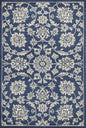 8' X 11' Denim Blue Floral Indoor Outdoor Area Rug