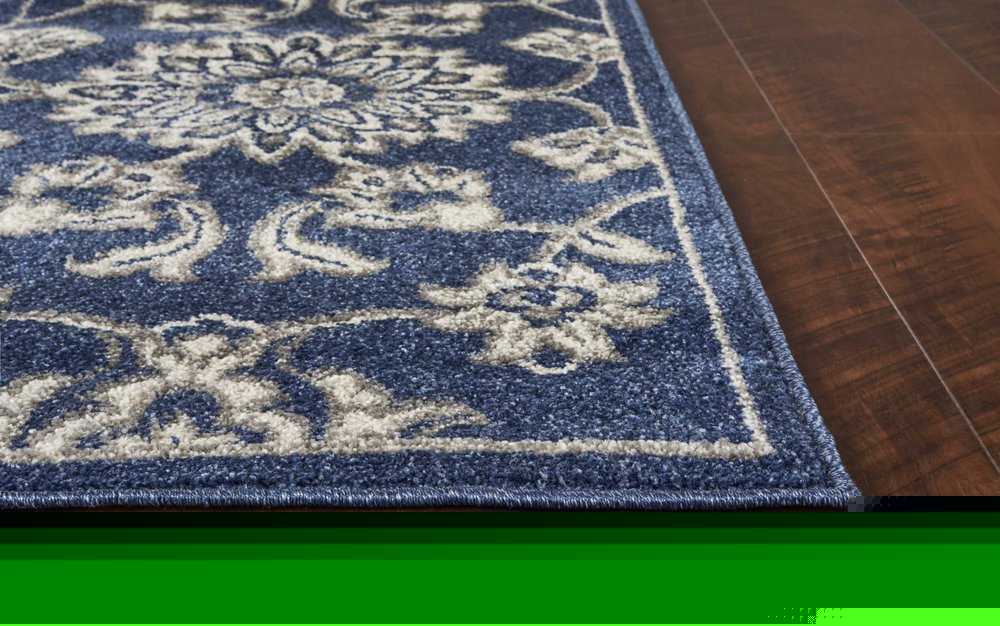 8' X 11' Denim Blue Floral Indoor Outdoor Area Rug
