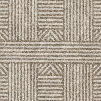 5' X 8' Beige And Ivory Geometric Indoor Outdoor Area Rug