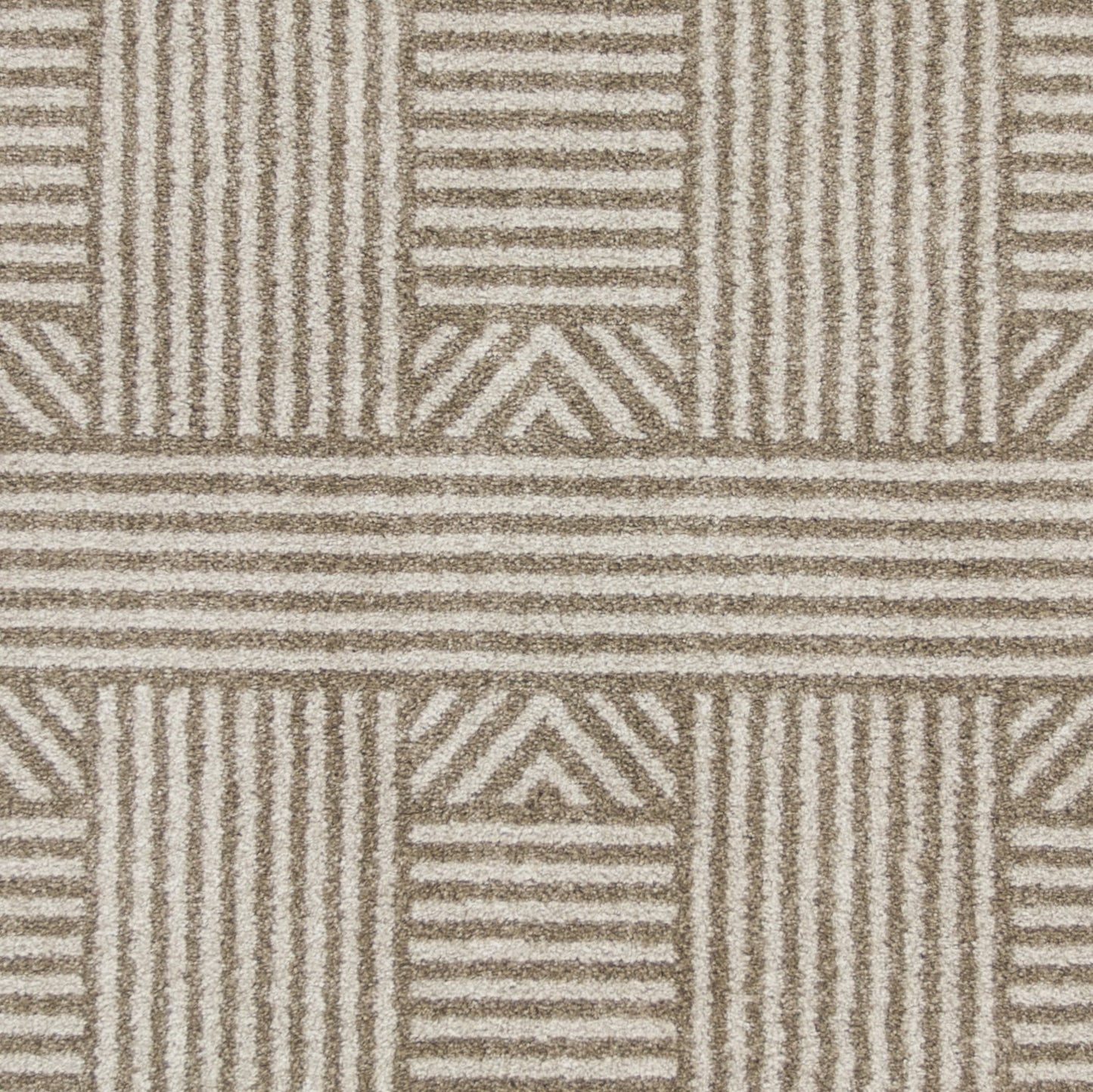 5' X 8' Beige and Ivory Geometric Indoor Outdoor Area Rug