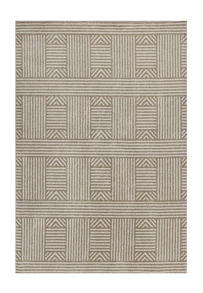 5' X 8' Beige And Ivory Geometric Indoor Outdoor Area Rug