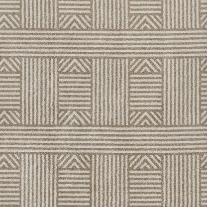 5' X 8' Beige and Ivory Geometric Indoor Outdoor Area Rug