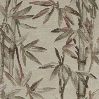 10' Ivory Green And Brown Wool Botanical Leaves Hand Tufted Runner Rug