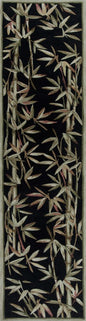 10' Black Green And Brown Wool Tropical Botanical Hand Tufted Runner Rug