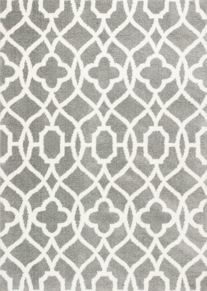 8' X 11' Gray And Ivory Ogee Area Rug