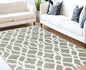 8' X 11' Grey Ivory Machine Woven Ogee Indoor Shag Area Rug