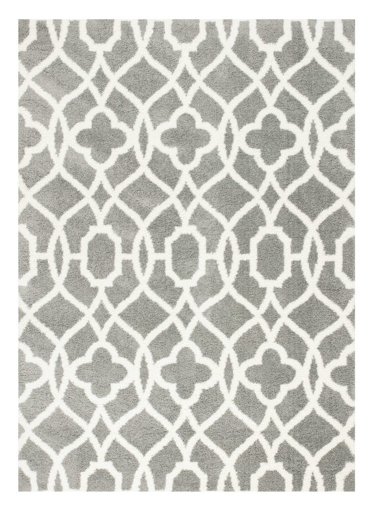 8' X 11' Gray And Ivory Ogee Area Rug
