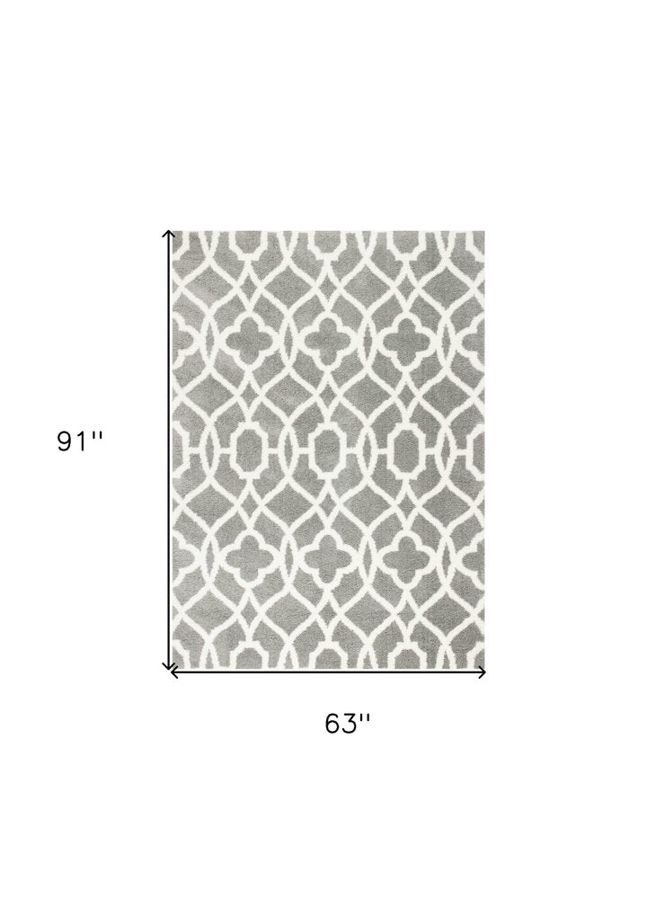 8' X 11' Gray And Ivory Ogee Area Rug