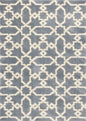 5' X 8' Slate Blue And Ivory Geometric Area Rug