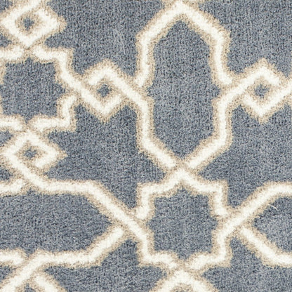 7' X 10' Slate Blue And Ivory Geometric Area Rug