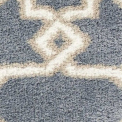 7' X 10' Slate Blue And Ivory Geometric Area Rug