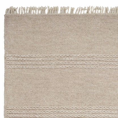 5' X 8' Natural Plain Wool Indoor Area Rug With Fringe