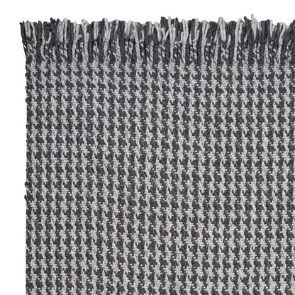 9' X 12' Gray And Light Gray Wool Houndstooth Hand Woven Area Rug With Fringe