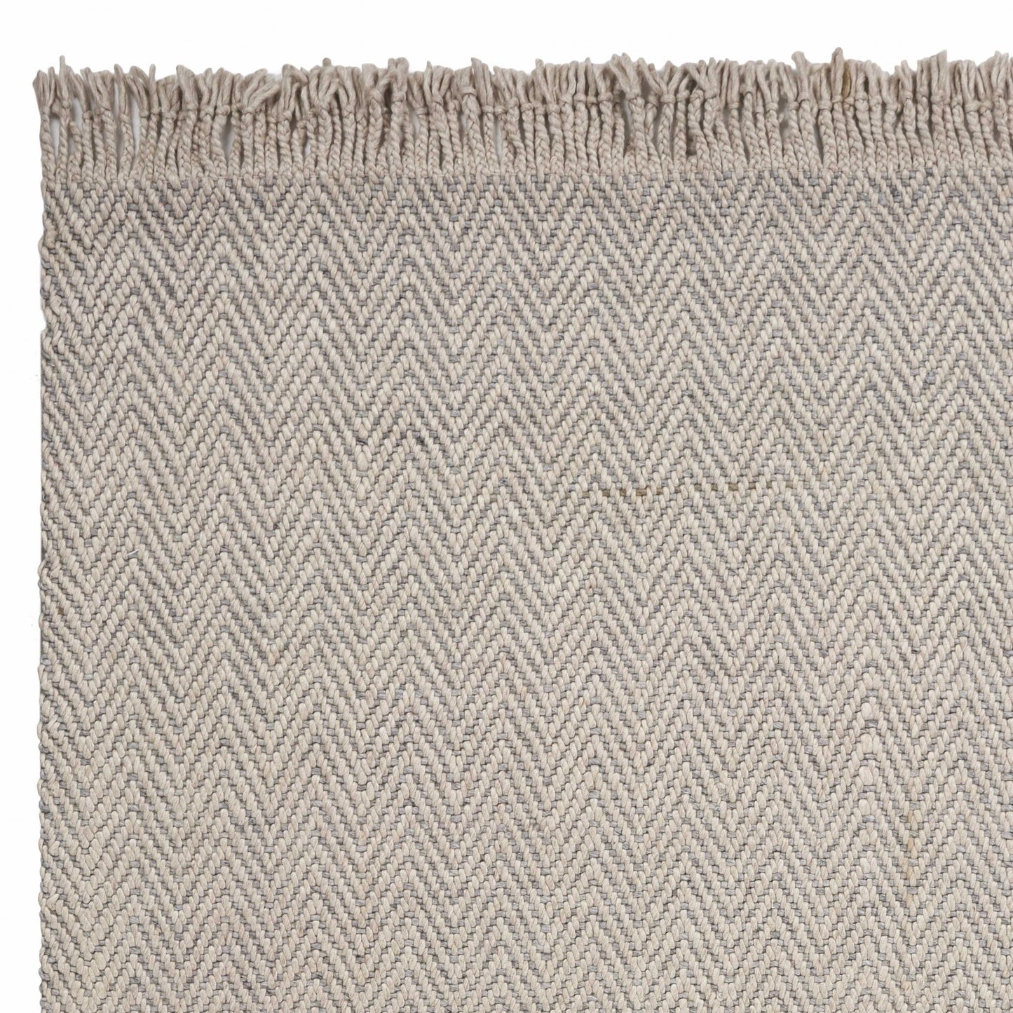 5' X 8' Oatmeal Beige Hand Woven Houndstooth Indoor Area Rug