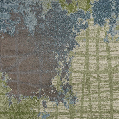 8' X 11' Green Blue Machine Woven Abstract Indoor Area Rug