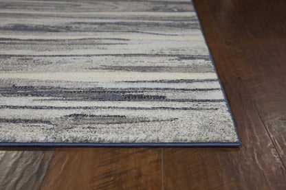 5' X 8' Grey Machine Woven Abstract Brushstroke Indoor Area Rug